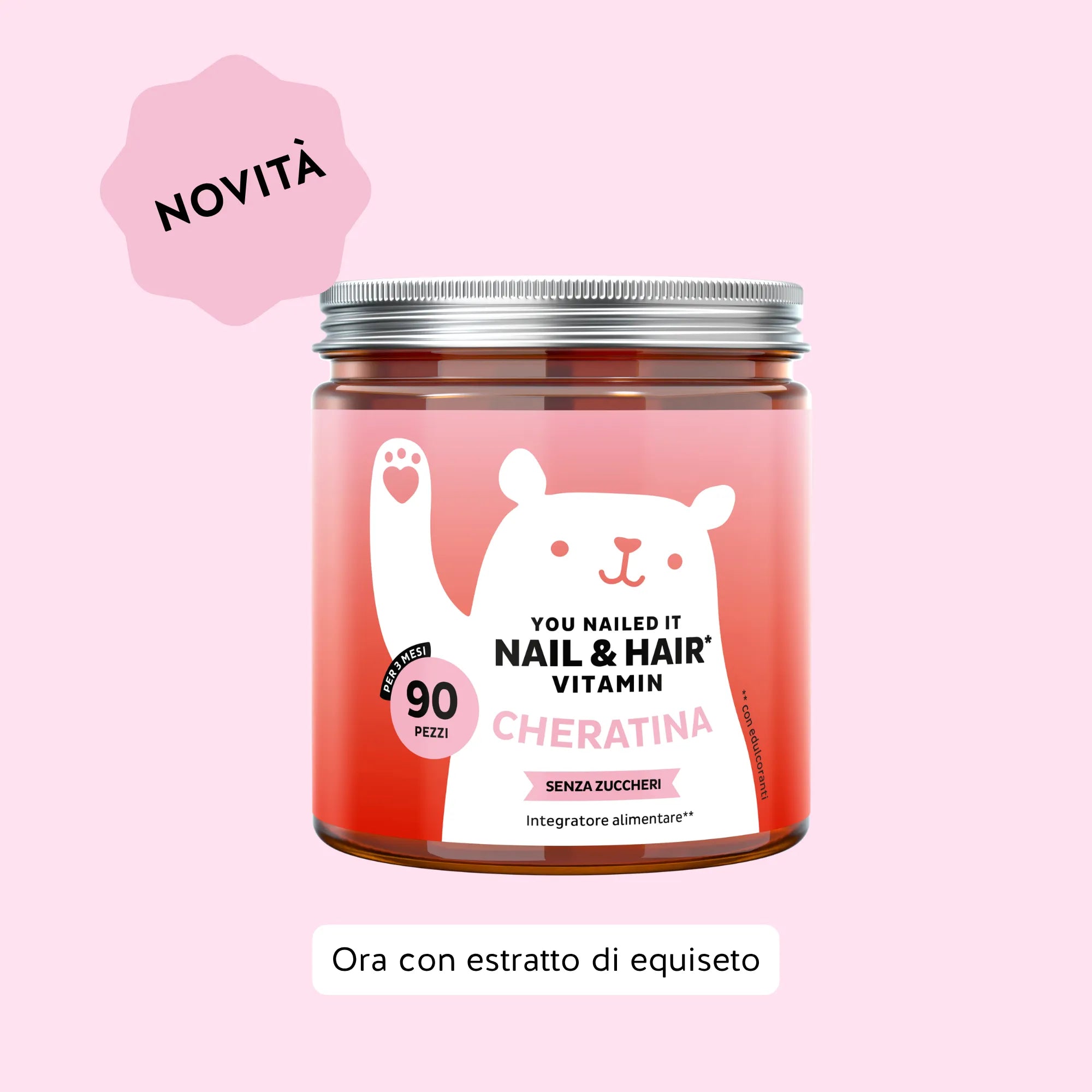 Bears with Benefits You Nailed It Nail & Hair – Caramelle gommose per unghie e capelli con cheratina, biotina e minerali essenziali formulate per supportare capelli forti, luminosi e unghie resistenti. Maxi formato con 90 caramelle gommose gusto pesca.