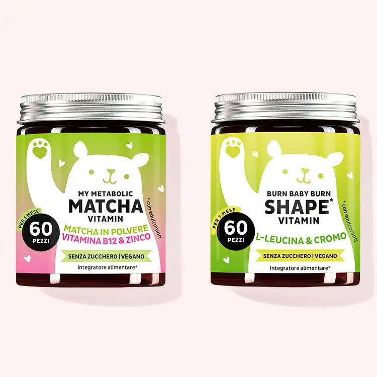 Il duo "Green Up Your Life" per aumentare il metabolismo contiene gli orsetti My Metabolic Matcha e Burn Baby BurnShape da Bears with Benefits.