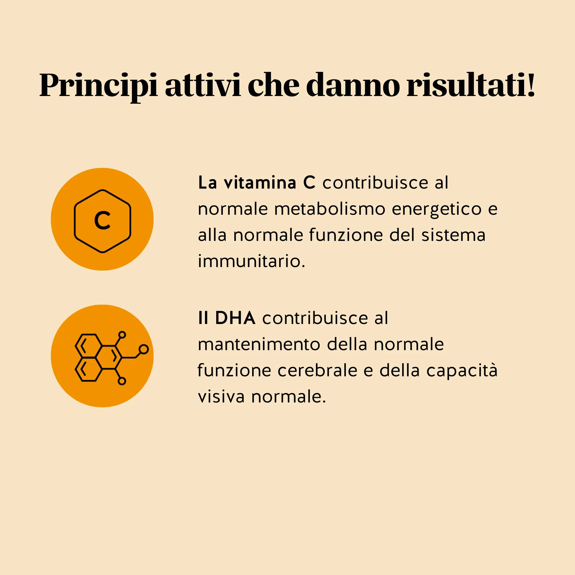 Benefici e claim di Catch Of The Day Vitality* Support: la vitamina C contribuisce al normale metabolismo energetico e alla normale funzione del sistema immunitario; il DHA contribuisce al mantenimento della normale funzione cerebrale e della capacità visiva normale (effetto con 250 mg di DHA al giorno).