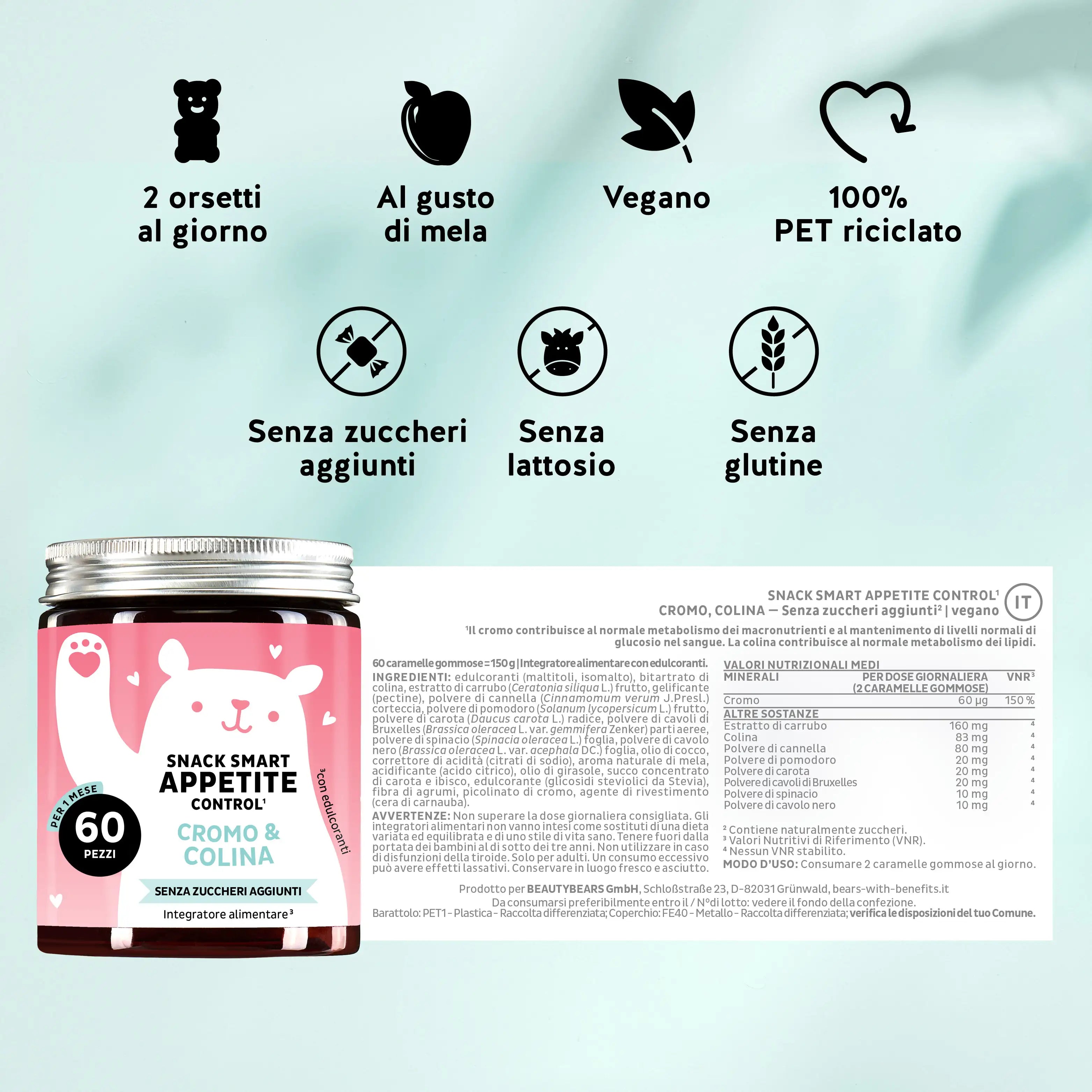 Dose consigliata, gusto e vantaggi del prodotto Snack Smart per controllare l'appetito. Da Bears with Benefits
