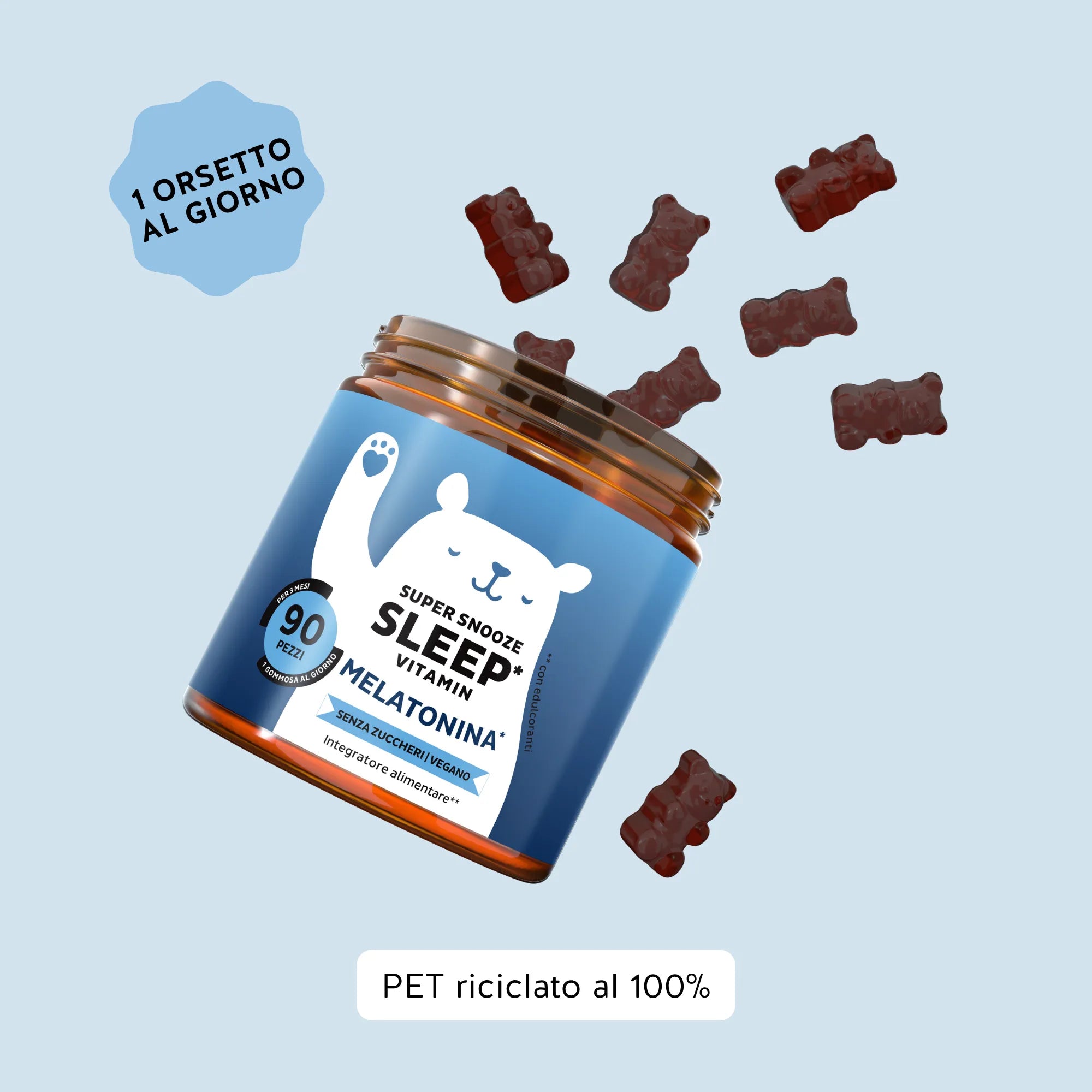 Bears with Benefits Super Snooze Sleep* – Assunzione consigliata 1 caramella gommosa al giorno poco prima di dormire, con melatonina e vitamina B6 per supportare l’addormentamento, 90 pezzi, senza zuccheri