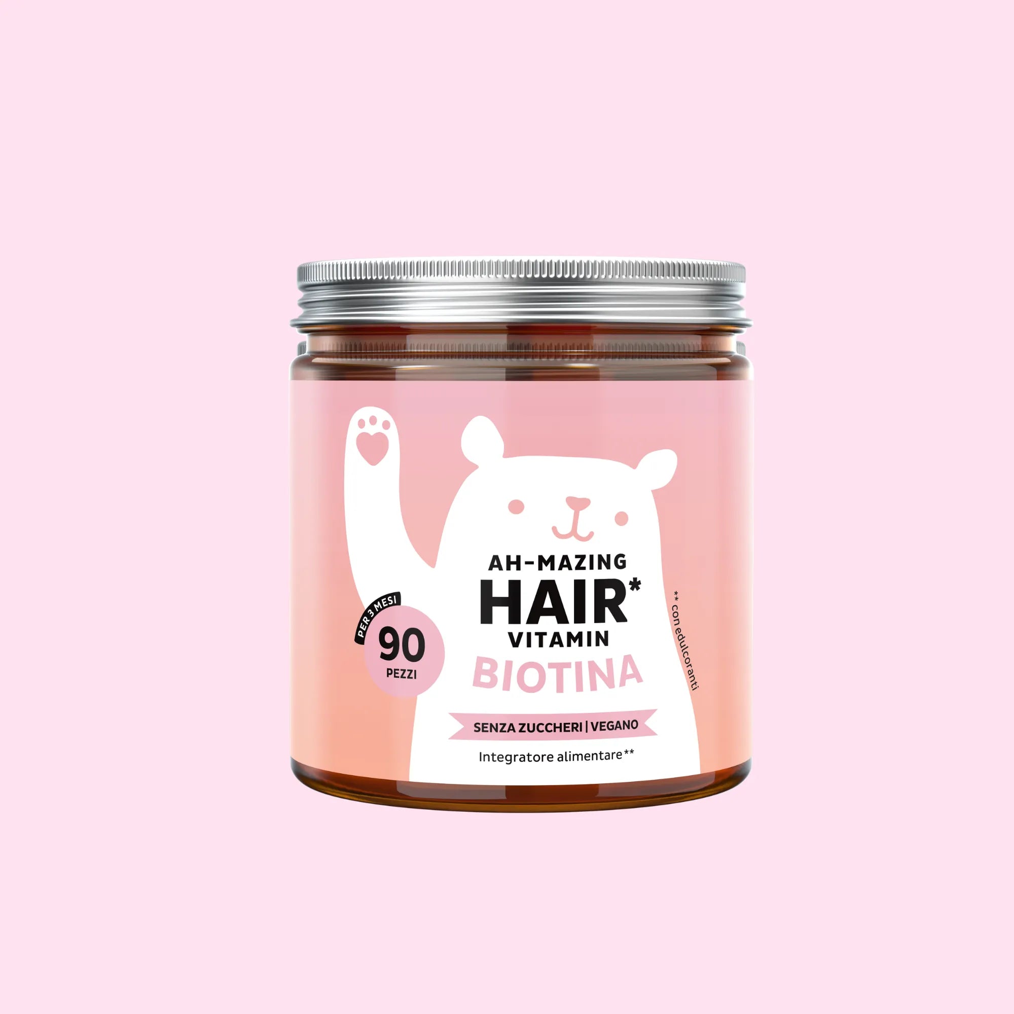 Bears with Benefits Ah-mazing Hair* – Orsetti gommosi con biotina ad alta concentrazione, zinco, vitamina C ed E per il mantenimento di capelli e pelle normali e unghie normali, formula vegana senza zucchero da 90 unità.