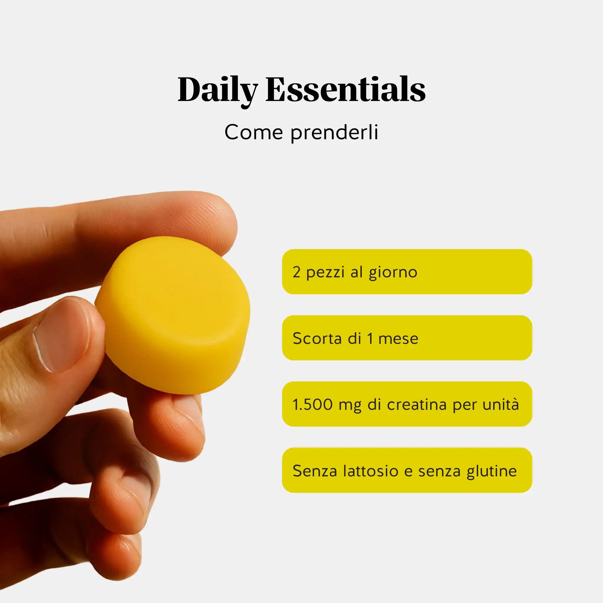 Consumo consigliato del Daily Essentials con Creatina. Da Bears with Benefits.