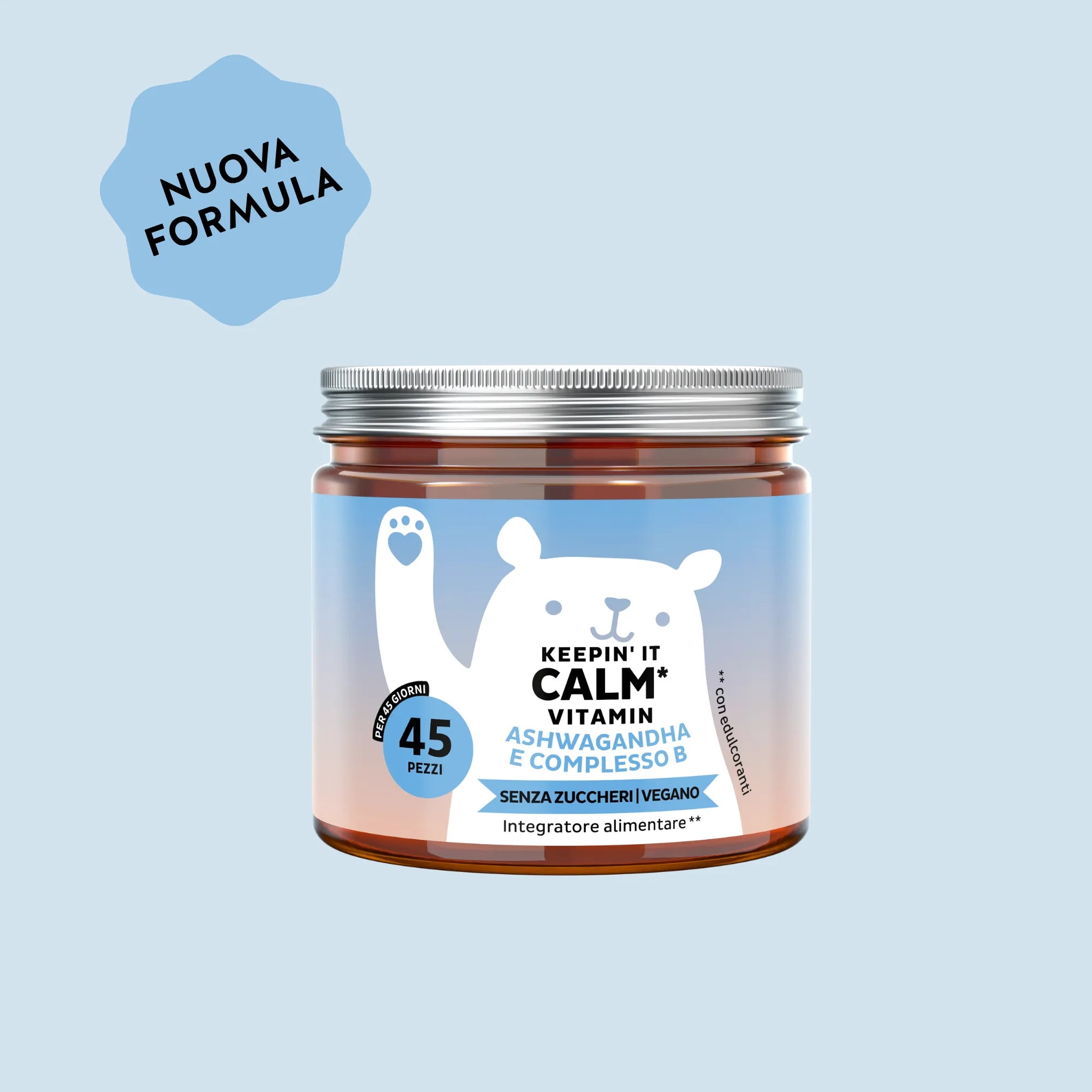 Bears with Benefits Keepin it Calm Vitamin – Caramelle gommose con vitamine del gruppo B, ashwagandha e L-teanina per supportare sistema nervoso e benessere mentale, 45 pezzi, vegane e senza zucchero