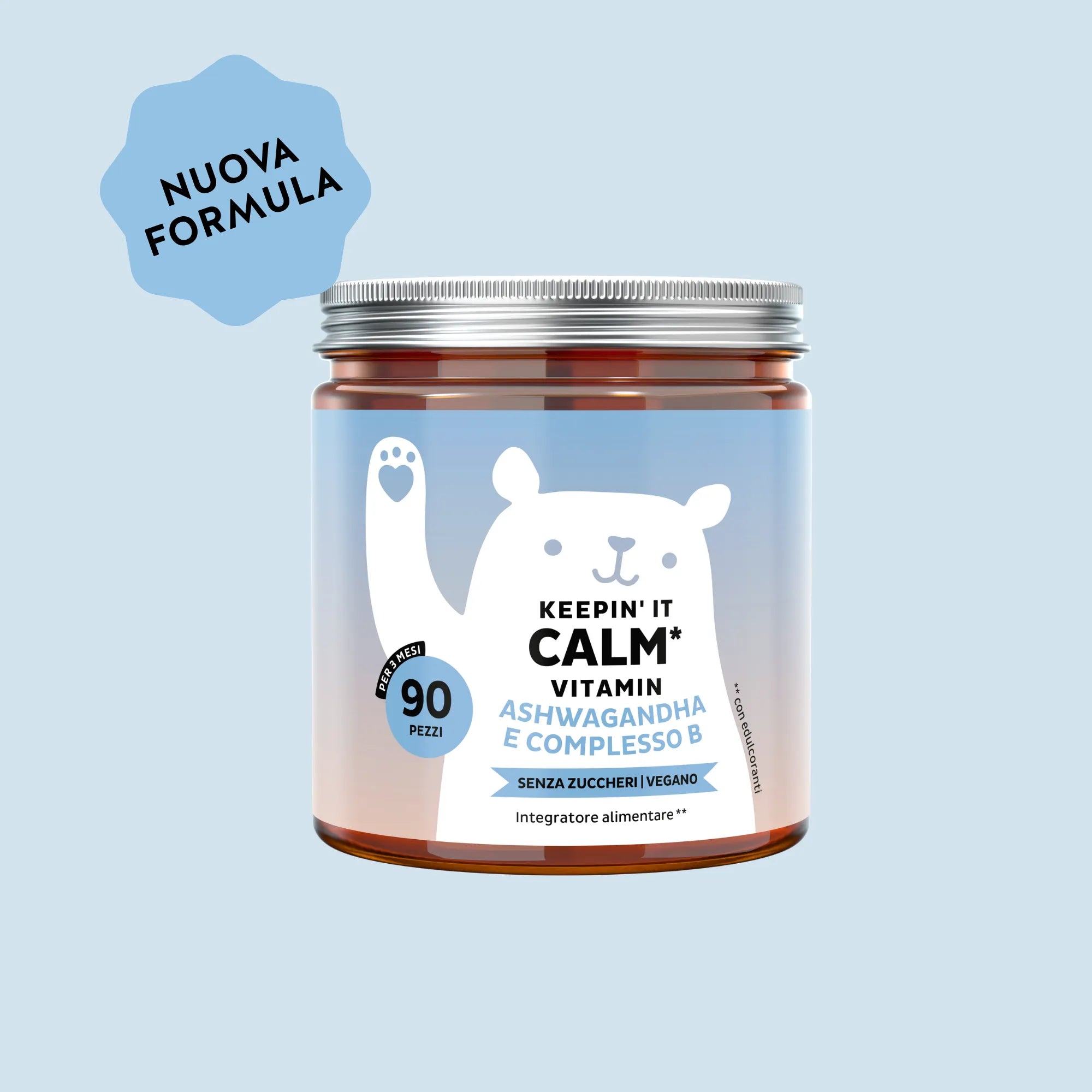 Bears with Benefits Keepin it Calm Vitamin – Caramelle gommose con vitamine del gruppo B, ashwagandha e L-teanina per supportare sistema nervoso e concentrazione, 90 pezzi, vegane e senza zucchero
