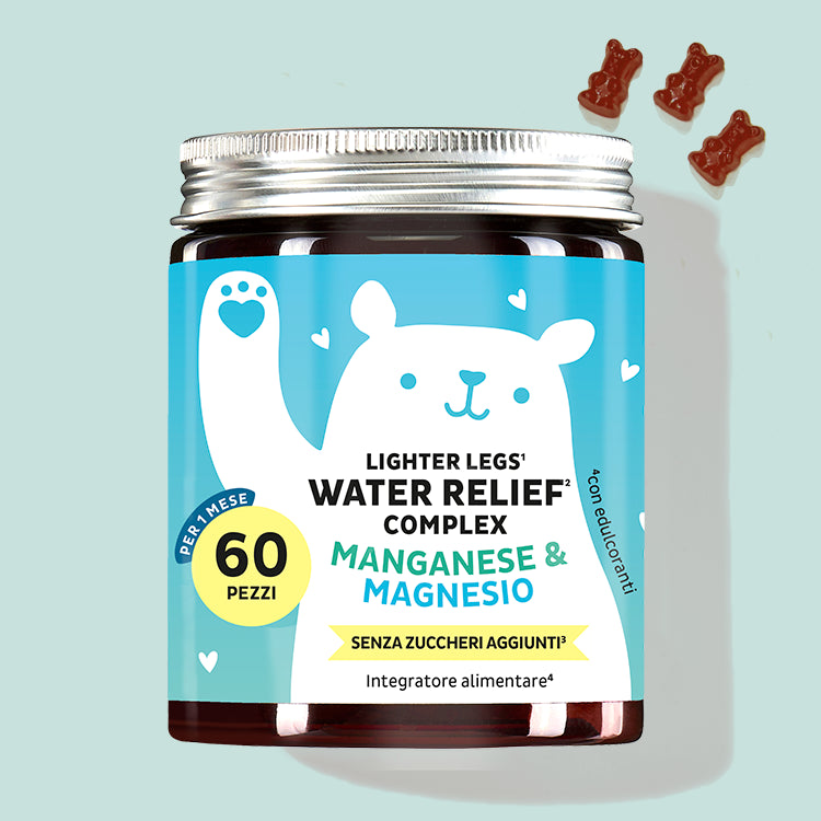 Confezione Lighter Legs Water Relief con magnesio e manganese per combattere la ritenzione idrica. Da Bears with Benefits.
