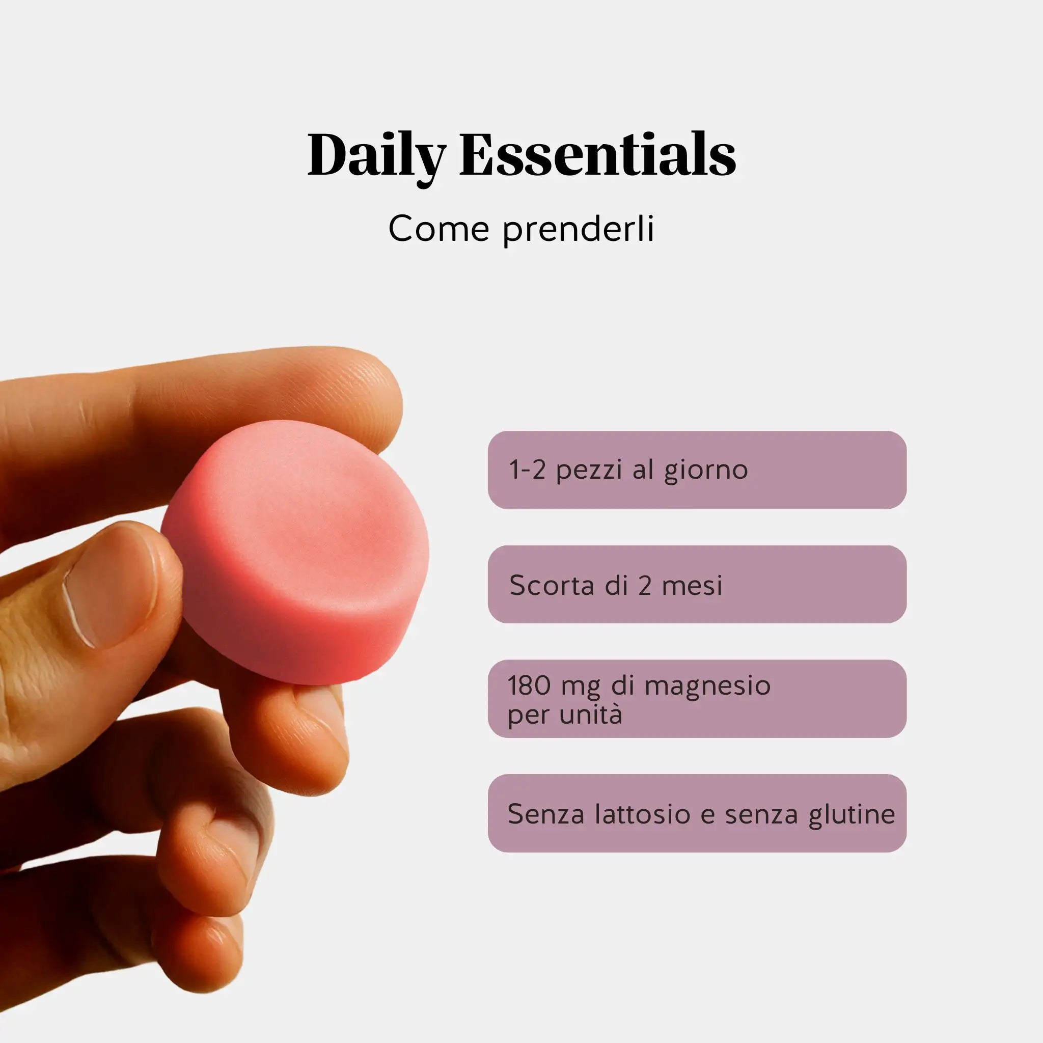 Consumo consigliato di Daily Essentials magnesio di Bears with Benefits.