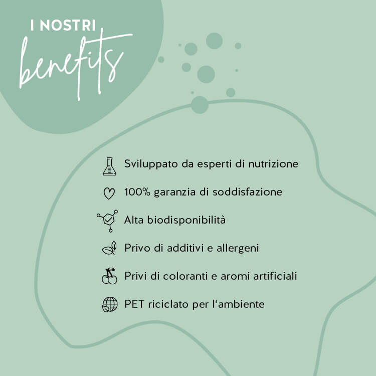 I prodotti Bears with Benefits sono stati sviluppati con farmacisti, hanno un'alta biodisponibilità e sono senza glutine e lattosio. Il packaging è fatto di PET riciclato e c'è una garanzia di soddisfazione.