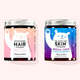 Set di 2 prodotti per pelle e capelli stressati di Bears with Benefits composto dalle Vitamine Ah-Mazing Hair con Biotina e dalle Vitamine You Glow, Girl con acido ialuronico .