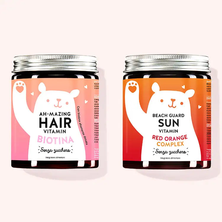 Set di 2 "Sogno D'Estate" composto dalle Vitamine Ah-mazing Hair con biotina e le Vitamine Beach Guard Sun con vitamina C e E da Bears with Benefits