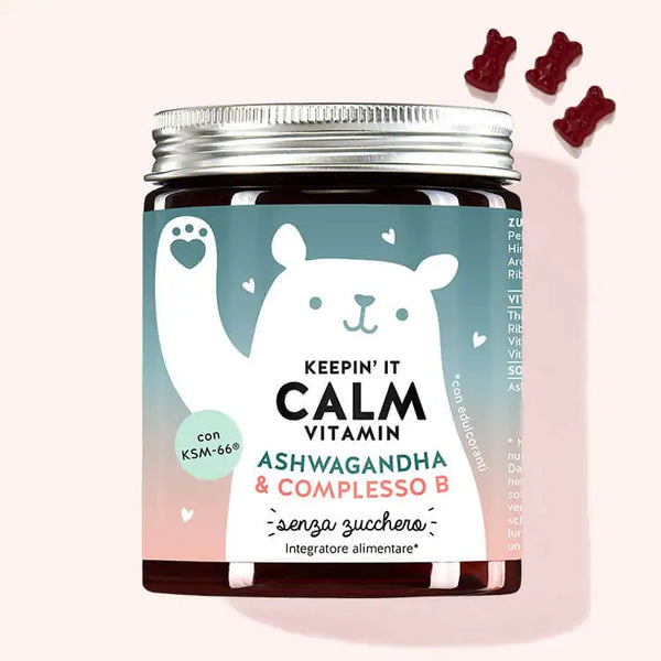 Una confezione di Keepin' It Calm Vitamins con Ashwagandha da Bears with Benefits per meno stress e più pace interiore
