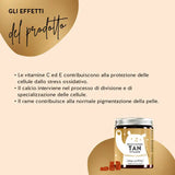 Ecco come agiscono gli orsetti Golden Goddess Tan con Beta Carotene: le vitamine C ed E aiutano a proteggere le cellule dallo stress ossidativo, il calcio ha una funzione nella divisione e nella specializzazione cellulare e il rame contribuisce alla normale pigmentazione della pelle.