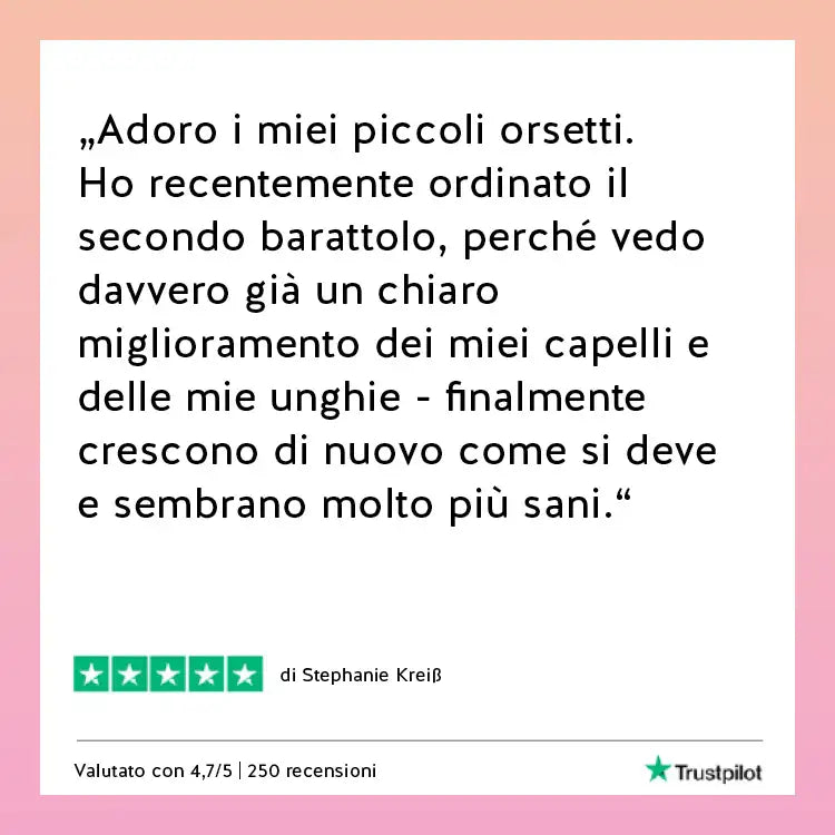 Recensioni di Trustpilot ed opinioni dei clienti sugli orsetti vitaminici di Bears with Benefits