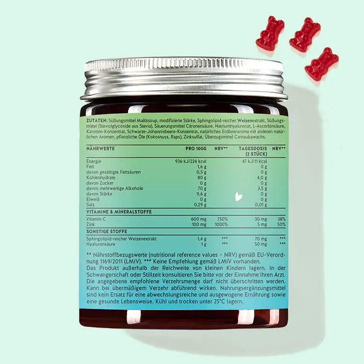 Ceramidi e ialurone, il retro del prodotto Hey Flawless Youth Vitamin di Bears with Benefits.