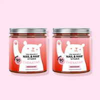 Bears with Benefits You Nailed It Nail & Hair – Pack convenienza con 2 barattoli di caramelle gommose con cheratina e biotina per il supporto prolungato di capelli e unghie. 180 caramelle gommose gusto pesca per una beauty routine completa.