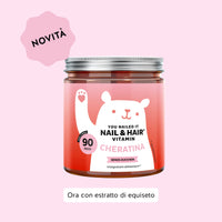Bears with Benefits You Nailed It Nail & Hair – Caramelle gommose per unghie e capelli con cheratina, biotina e minerali essenziali formulate per supportare capelli forti, luminosi e unghie resistenti. Maxi formato con 90 caramelle gommose gusto pesca.