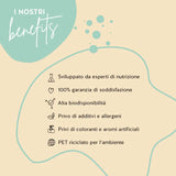 I prodotti Bears with Benefits sono stati sviluppati con farmacisti, hanno un'alta biodisponibilità e sono senza glutine e lattosio. Il packaging è fatto di PET riciclato e c'è una garanzia di soddisfazione.