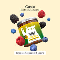Bears with Benefits DAILY ROUTINE GREENS VITAMIN – gusto naturale di mirtillo e lampone, orsetti gommosi vegani senza zuccheri aggiunti con 8 estratti vegetali, vitamine e minerali, confezione da 90 orsetti