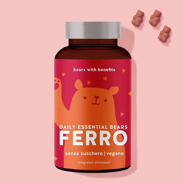 In questa immagine è raffigurata una confezione del prodotto Daily Essential Bears con ferro di Bears with Benefits.
