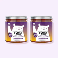 Bears with Benefits Intimate Balance Flora – Pack convenienza con 2 barattoli di caramelle gommose probiotiche per il benessere intimo e la flora vaginale. 180 caramelle gommose gusto ananas per un supporto quotidiano prolungato.
