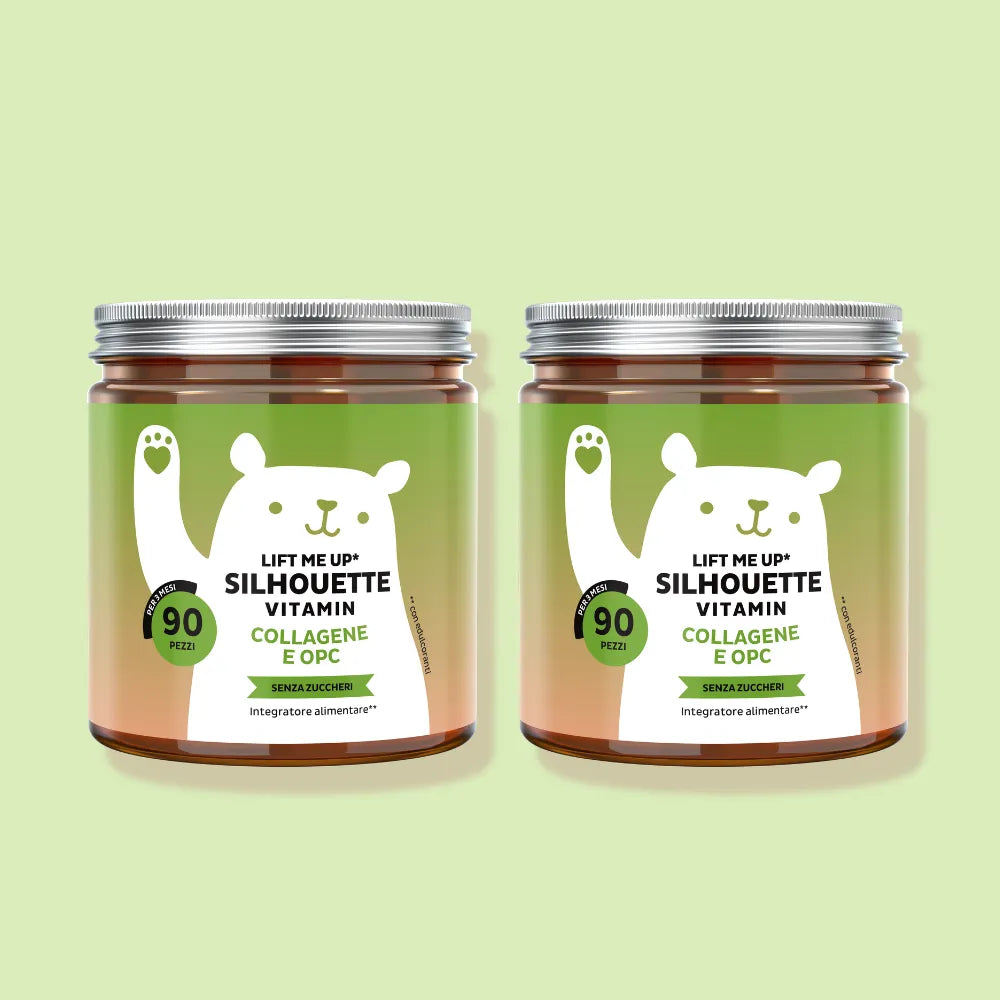 Bears with Benefits Lift me up* SILHOUETTE Vitamin – Caramelle gommose con collagene Verisol®, OPC, vitamina C e vitamina E, pack da 2 barattoli da 90 pezzi, 180 totali, senza zucchero

