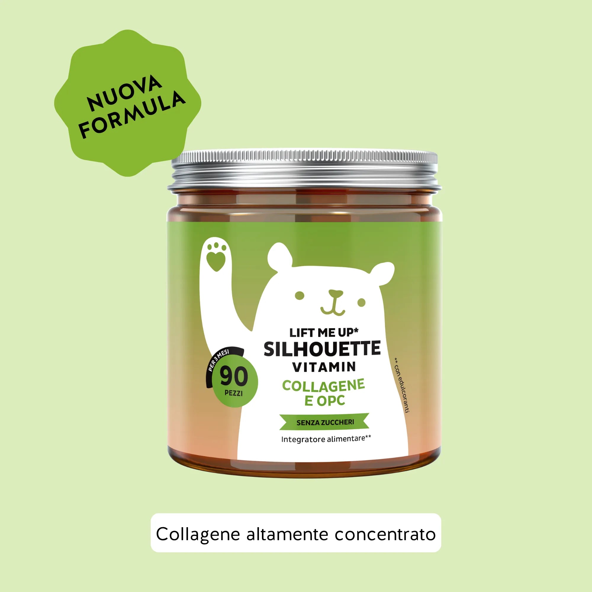 Bears with Benefits Lift me up* SILHOUETTE Vitamin – Caramelle gommose con collagene Verisol®, OPC, vitamina C e vitamina E per supportare la pelle e la compattezza della silhouette, 90 pezzi, gusto ciliegia, senza zucchero
