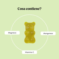 Bears with Benefits Lighter Legs Water Relief Complex – Formula in orsetti gommosi con vitamina C, magnesio, manganese, ortica, ginkgo biloba, vite rossa e ginepro, arricchita con anguria e mirtillo per il benessere quotidiano delle gambe.