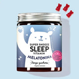 Una confezione di Vitamine Super Snooze Sleep con melatonina da Bears with Benefits per un sonno riposante