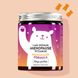 Una confezione di Vitamine I am Woman Menopause con olio di linea & olio di enotera da Bears with Benefits per una menopausa rilassata.