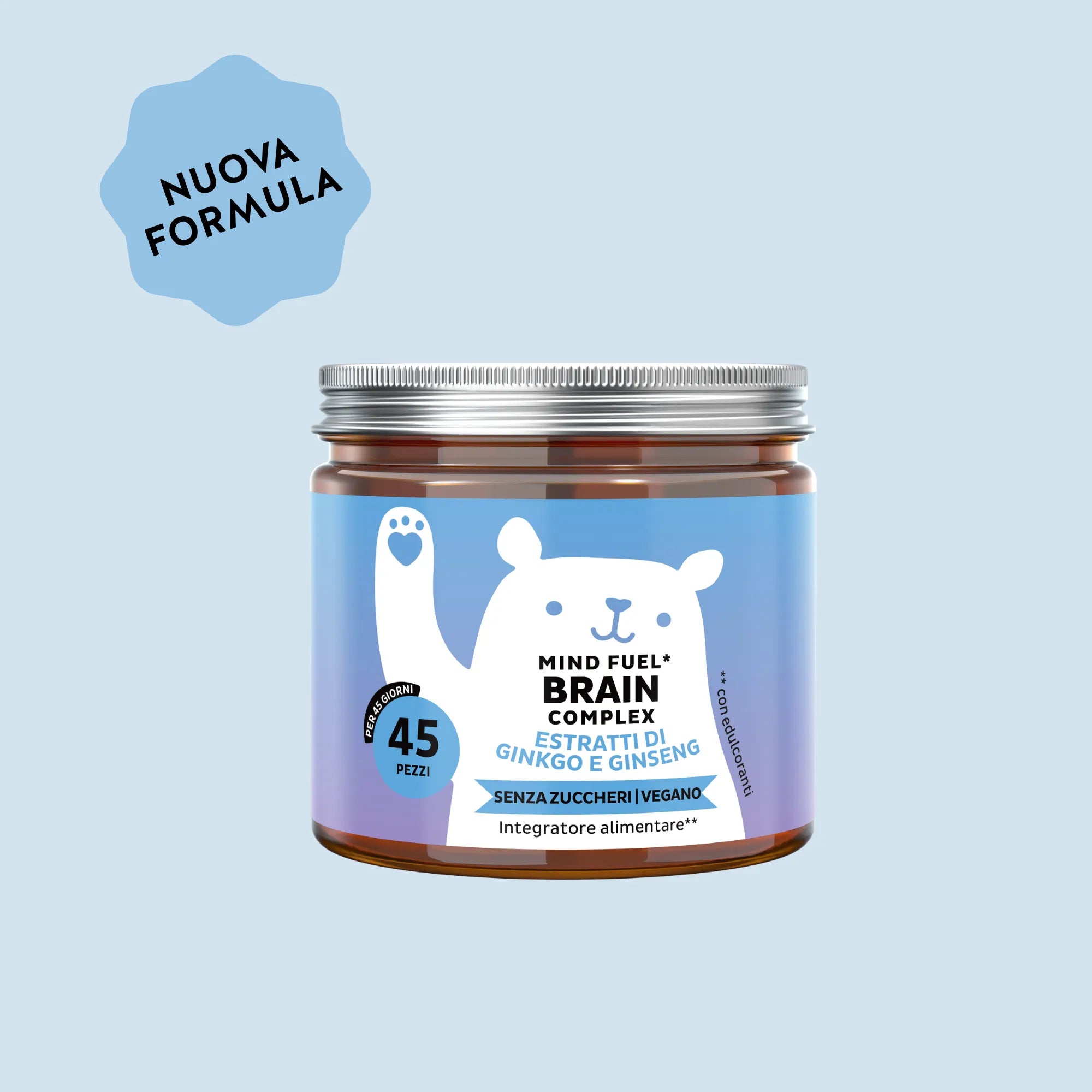 Bears with Benefits Mind Fuel Brain Complex – Caramelle gommose con vitamine e nutrienti per supportare concentrazione, memoria e performance mentale, 45 pezzi, vegane e facili da assumere ogni giorno