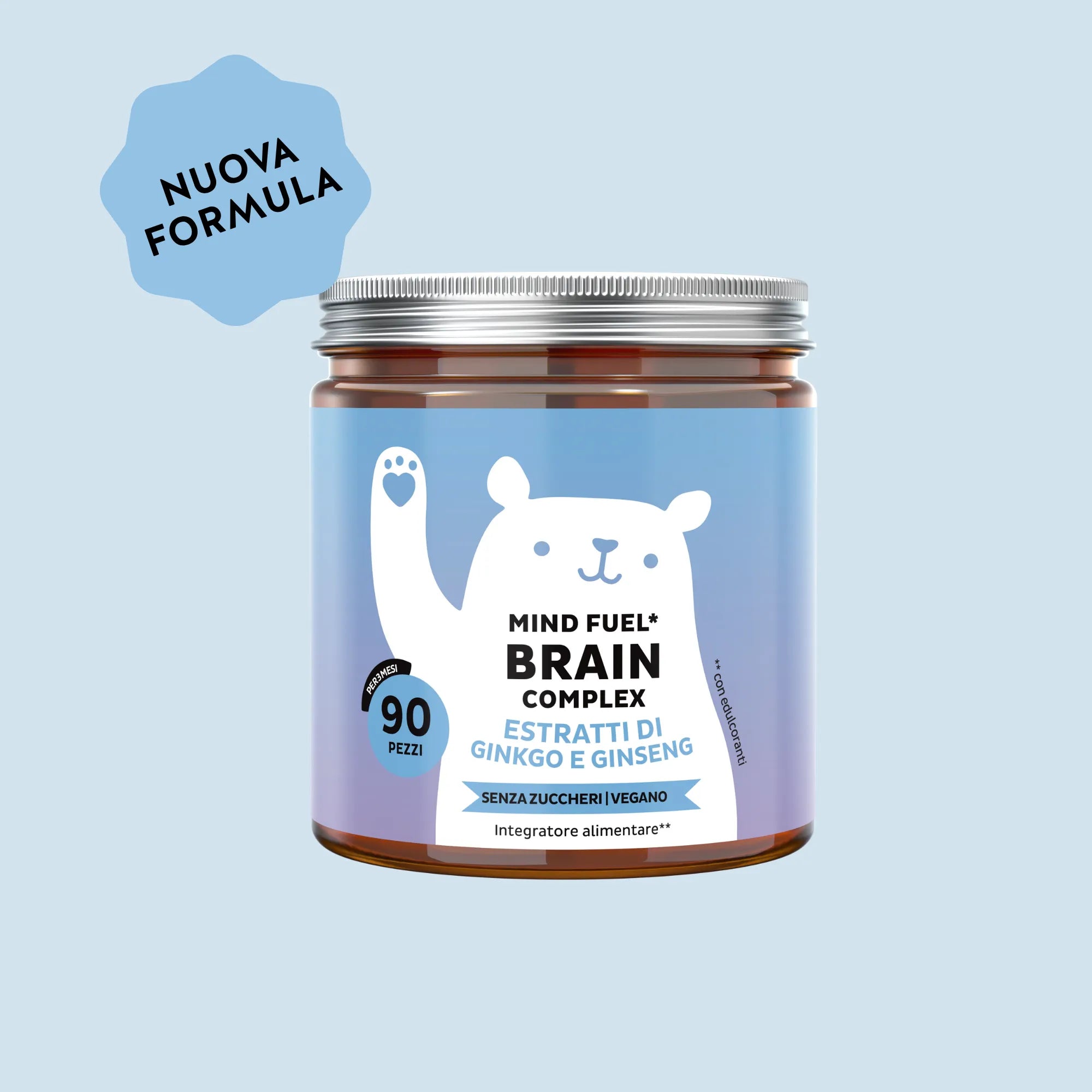 Bears with Benefits Mind Fuel Brain Complex – Caramelle gommose con vitamine e nutrienti per supportare concentrazione, memoria e performance mentale, 90 pezzi, vegane e facili da assumere ogni giorno