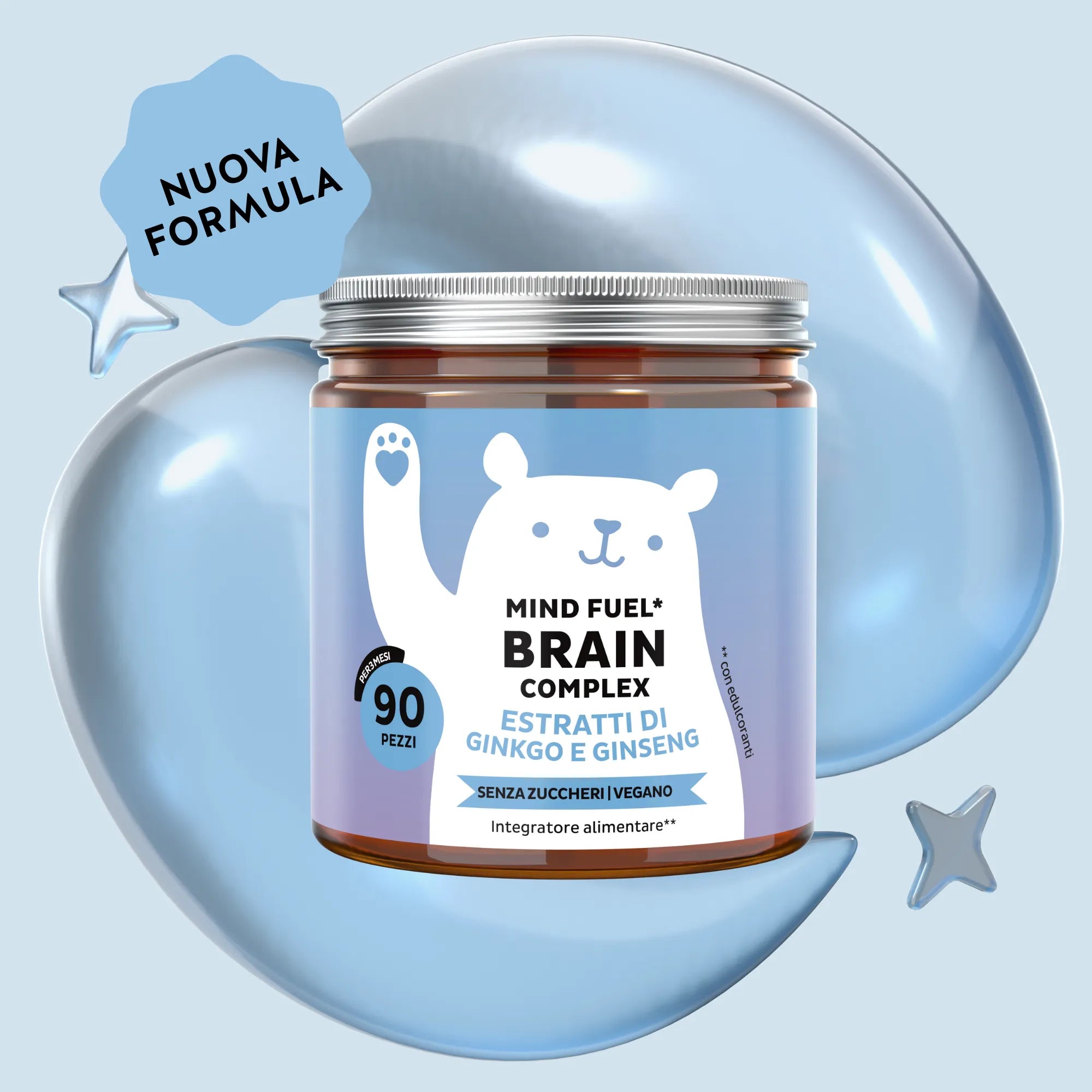 Bears with Benefits Mind Fuel Brain Complex – Caramelle gommose con vitamine e nutrienti per supportare concentrazione, memoria e performance mentale, 90 pezzi, vegane e facili da assumere ogni giorno

