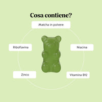 Bears with Benefits My Metabolic Matcha Vitamin – Orsetti gommosi con matcha in polvere, vitamina B12, riboflavina, niacina e zinco in formula vegana senza zuccheri, pensati per l’equilibrio quotidiano