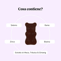Bears with Benefits Oh Yeah Bear Libido +Vitamin – Caramelle gommose con selenio, rame, zinco, biotina, estratto di maca, tribulus e ginseng in formula vegana senza zuccheri aggiunti