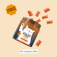 Raccomandazione di consumo di Catch Of The Day Vitality* Support di Bears with Benefits: 1 caramella gommosa al giorno. Formato barattolo da 90 orsetti.

