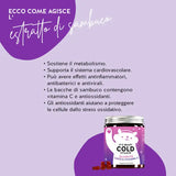 Ecco come funzionano le vitamine It's Beary Cold con bacche di sambuco: Favorisce il metabolismo e il sistema cardiovascolare. Può avere un effetto antinfiammatorio, antibatterico e antivirale. Le bacche di sambuco contengono, tra l'altro, vitamina C e antiossidanti. Gli antiossidanti aiutano a proteggere le cellule dallo stress ossidativo.