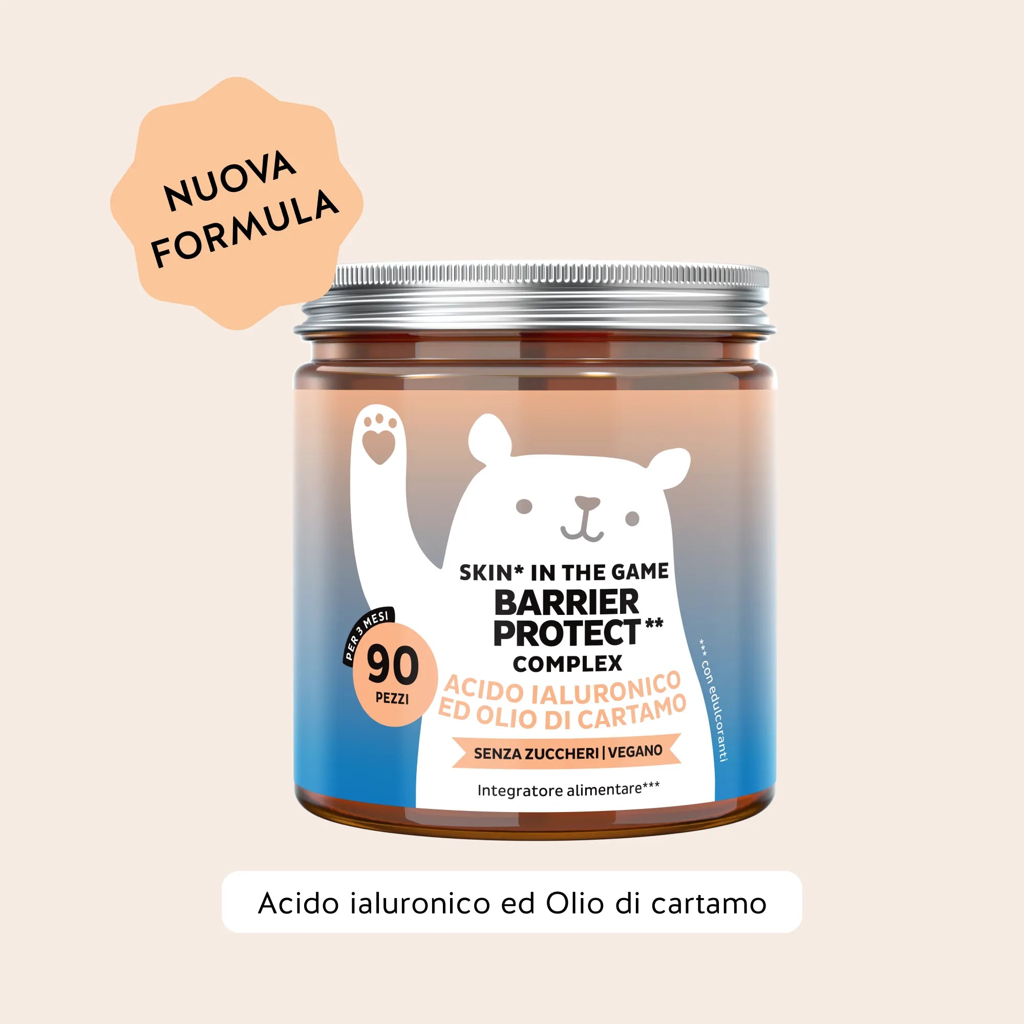 Bears with Benefits Skin* in the Game! Barrier Protect** Complex – Caramelle gommose senza zuccheri con vitamine e zinco per supportare la pelle e proteggerla dallo stress ossidativo quotidiano, 90 pezzi, vegane al gusto mango & arancia