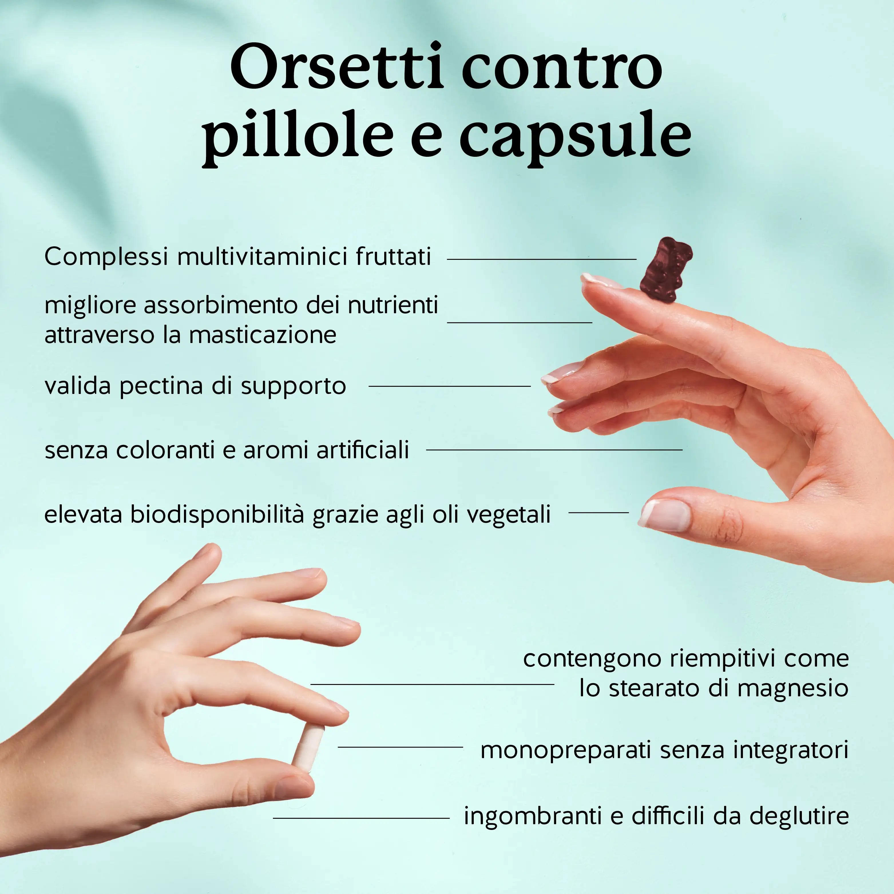 Benefici degli orsetti gommosi Snack Smart rispetto alla comuni pillole.