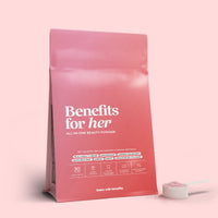 Bears with Benefits Benefits for Her – busta di collagene in polvere con vitamine e minerali per donna, 30 dosi gusto fragola.