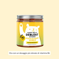 Immagine del barattolo da 90 unità del prodotto Happy Belly Debloat di Bears with Benefits in formato caramelle gommose, per digestione e benessere intestinale.