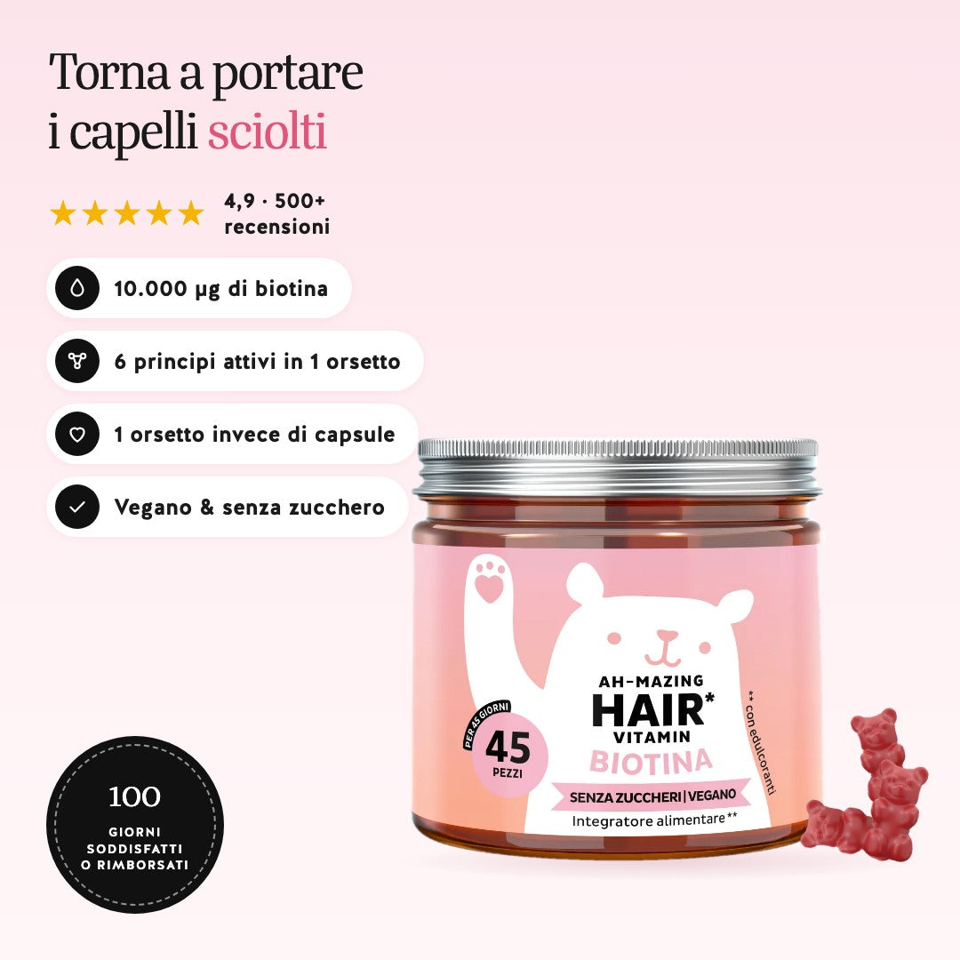 Ah-mazing Hair Vitamin senza zucchero – 10.000 µg di biotina, vegano
