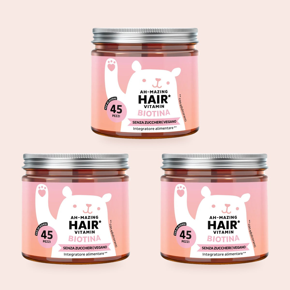 Tre barattoli di Ah-mazing Hair Vitamin