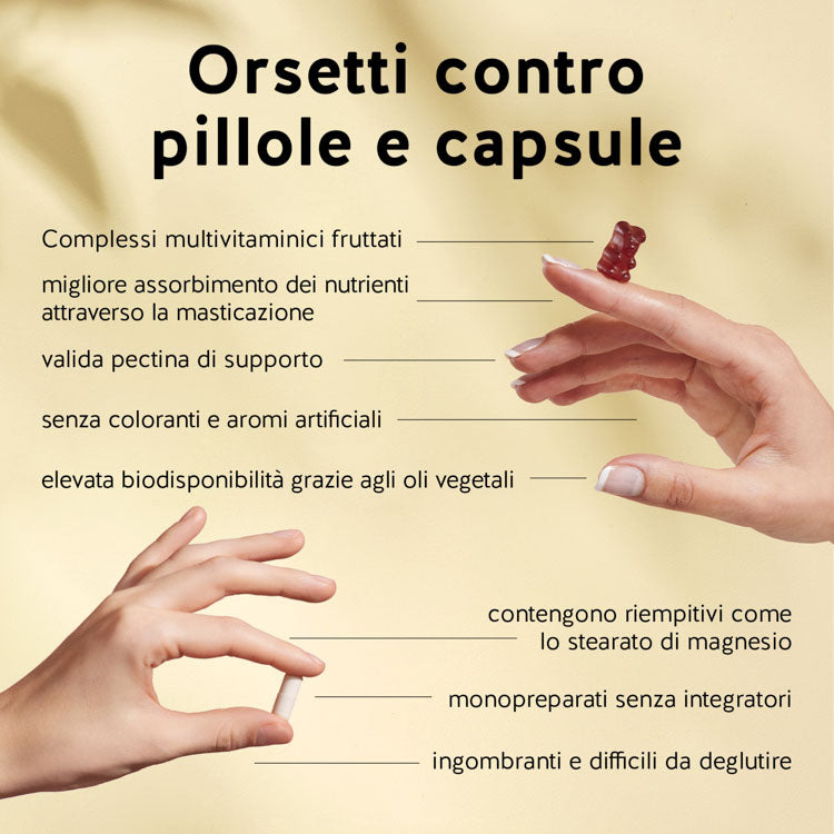 benefici degli orsetti all clear my dear contro gli integratori sotto forma di pillola.