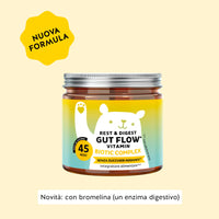 Bears with Benefits Rest & Digest Gut Flow Vitamin – Caramelle gommose con Bacillus coagulans, inulina, bromelina e vitamina B6 per la routine intestinale quotidiana, 45 pezzi, senza zuccheri aggiunti e vegane
