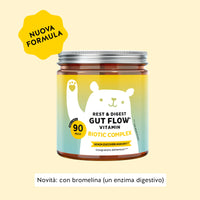 Bears with Benefits Rest & Digest Gut Flow Vitamin – Caramelle gommose con Bacillus coagulans, inulina, bromelina e vitamina B6 per la routine intestinale quotidiana, 90 pezzi, senza zuccheri aggiunti e vegane