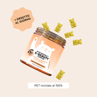 Bears with Benefits Skincredible K-Beauty Complex – Caramelle gommose con vitamina C, zinco e attivi K-Beauty da assumere quotidianamente per accompagnare la cura della pelle. Barattolo convenienza con 90 caramelle gommose gusto mango.