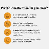 Bears with Benefits Vitamina C – Caramelle gommose alla vitamina C per sistema immunitario, assorbimento del ferro e protezione antiossidante, vegane e senza zucchero