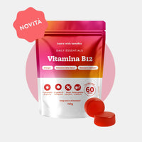 Bears with Benefits Vitamina B12 – Caramelle gommose alla vitamina B12 per sostenere energia mentale e fisica, 400 μg per caramella, 60 pezzi, gusto naturale melograno