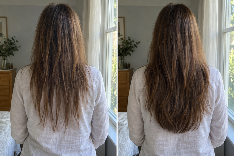 Prima e dopo: capelli sciolti